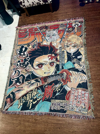 Demon Slayer Weekly Shonen Jump Tapestry Rug - Tanjiro, Inosuke & Zenitsu Collector’s Edition