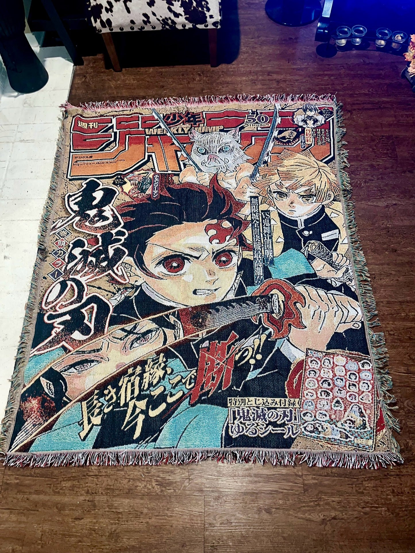 Demon Slayer Weekly Shonen Jump Tapestry Rug - Tanjiro, Inosuke & Zenitsu Collector’s Edition