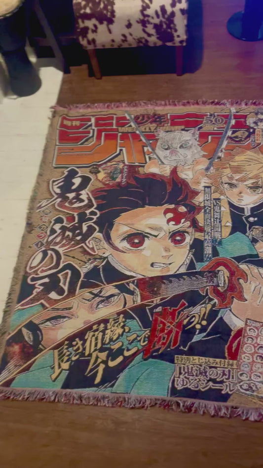 Demon Slayer Weekly Shonen Jump Tapestry Rug - Tanjiro, Inosuke & Zenitsu Collector’s Edition